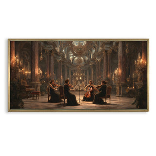 Classical Quartet in Grand Hall Wall Art, HD Canvas Print, Golden Floater Framed, Ready to Hang, (4 ft x 2 ft) (MUS008)
