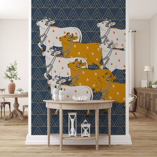 Ethnic Indian Wall Murals. Traditional Pichwai Art Full Wallpaper. (ETHMRL010)