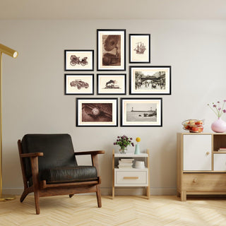 Gallery Wall Set of 8 European Vintage Frames Museum Art. (GWS8WA01)