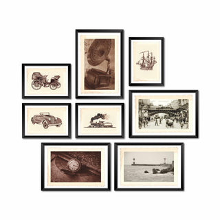 Gallery Wall Set of 8 European Vintage Frames Museum Art. (GWS8WA01)