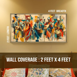Musicians in Rhythm and Robes Wall Art, HD Canvas Print, Golden Floater Framed, Ready to Hang, (24 In x 48 In) (EURP-WA-43-A)