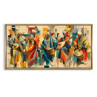 Musicians in Rhythm and Robes Wall Art, HD Canvas Print, Golden Floater Framed, Ready to Hang, (24 In x 48 In) (EURP-WA-43-A)