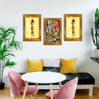 Abstract African Canvas Painting Framed For Living Room and Hotels