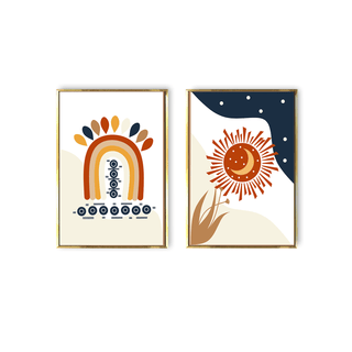 Rainbow , sun and moon wall art