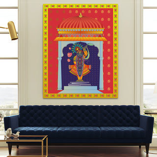 Shreenathji Pichwai Wall Art | HD Canvas Print | Ready to Hang | Wall Art for Temple, living room, Hallway | Size: 36 inch X 48 inch (SHNAWA03)