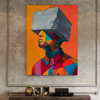 Mind Block – Abstract Surreal Portrait Wall Art, HD Canvas Print, Framed, Ready to Hang. (ABWA324)
