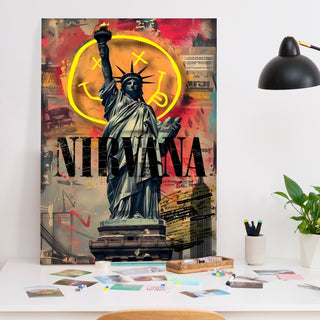 Grunge Liberty Wall Art Painting, HD Canvas Print, Framed, Ready to Hang. (POMWA267)