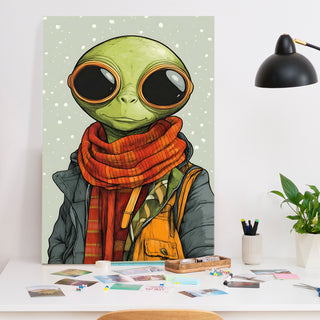 Alien Hipster Diaries Wall Art Painting, HD Canvas Print, Framed, Ready to Hang. (POMWA304)