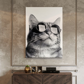 Feline Elegance Wall Art Painting, HD Canvas Print, Framed, Ready to Hang. (BWWA165)