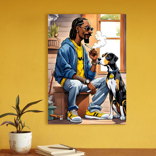 Chronic Vibes & Canine Ties Wall Art Painting, HD Canvas Print, Framed, Ready to Hang. (POMWA302)