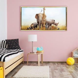 Amazing Wildlife Wall Art. Large Canvas Framed Digital Reprints of Jungle, Wildlife, Animals and Birds. Ready To Hang. Size:  24 Inch x 48 Inch (WBWA26) - Khirki.in
