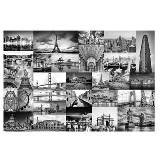Global Icons – Monochrome Cityscape Wall Mural (PATCH024)