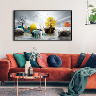 Amazing Wildlife Wall Art. Large Canvas Paintings. Framed Digital Reprints of Jungle, Wildlife, Animals and Birds 24 Inch x 48 Inch (WBWA15) - Khirki.in