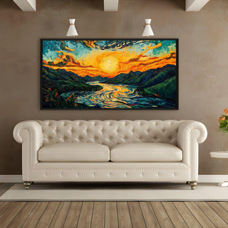 Sunrise Wall Art Painting, HD Canvas Print, Framed, Ready to Hang. (VASWA003)