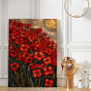 Crimson Glow Wall Art Painting, HD Canvas Print, Framed, Ready to Hang. (FLBWA38)