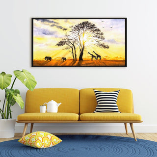 Amazing Wildlife Wall Art. Large Canvas Framed Digital Reprints of Jungle, Wildlife, Animals and Birds. Ready To Hang. Size:  24 Inch x 48 Inch (WBWA42) - Khirki.in