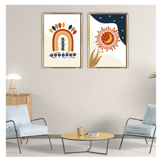 Rainbow , sun and moon wall art