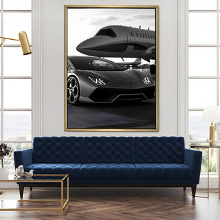 Vintage Cars And Bikes Wall Art. HD Canvas Print, Framed, Ready to Hang. (VCBWA22)