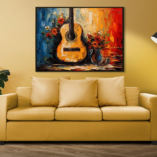 Abstract Music Guitar Wall Art Painting. HD Canvas Print, Framed, Ready to Hang. (ABWA27)