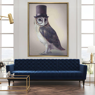 Elegant Owl in Top Hat HD Print Canvas Wall Art. Ready to Hang (POWA58)
