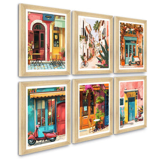 European Cafe & Travel Art Framed Poster Sets (ARTFM025) - Khirki.in
