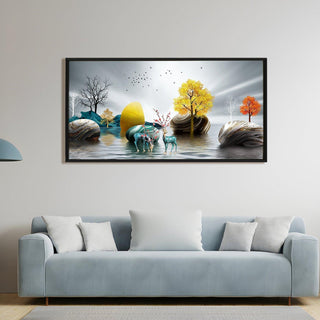 Amazing Wildlife Wall Art. Large Canvas Paintings. Framed Digital Reprints of Jungle, Wildlife, Animals and Birds 24 Inch x 48 Inch (WBWA15) - Khirki.in