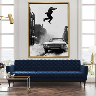 Vintage Cars & Bikes Wall Art. HD Canvas Print, Framed, Ready to Hang. (VCBWA10)