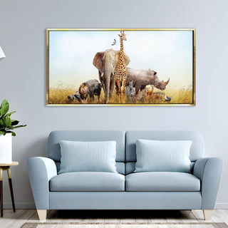 Amazing Wildlife Wall Art. Large Canvas Framed Digital Reprints of Jungle, Wildlife, Animals and Birds. Ready To Hang. Size:  24 Inch x 48 Inch (WBWA26) - Khirki.in