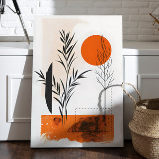 Terracotta Leaves Wall Art Painting, HD Canvas Print, Framed, Ready to Hang. (POMWA196)