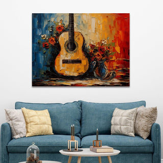 Abstract Music Guitar Wall Art Painting. HD Canvas Print, Framed, Ready to Hang. (ABWA27)