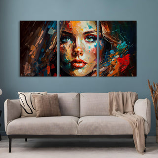 Enchanting Colors of female portrait, HD Canvas Print, Framed, Ready to Hang. (MAWA24)
