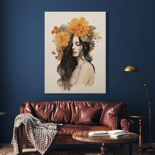 Boho Chic Floral Vintage Style Canvas Painting