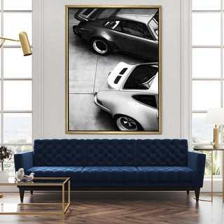 Vintage Cars And Bikes Wall Art. HD Canvas Print, Framed, Ready to Hang. (VCBWA24)