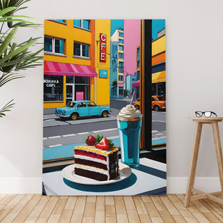 Café Corner Nostalgia Wall Art Painting, HD Canvas Print, Framed, Ready to Hang. (POMWA308)