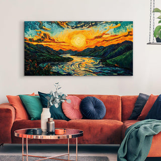 Sunrise Wall Art Painting, HD Canvas Print, Framed, Ready to Hang. (VASWA003)