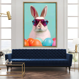Cool Rabbit with Sunglasses – Pop Art Animal High Definition Portrait Canvas Wall Art. (POWA65)