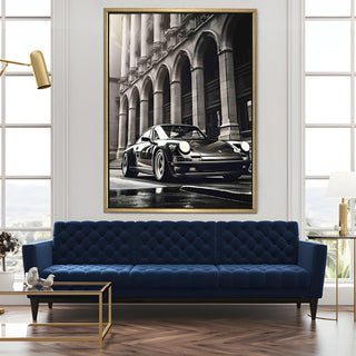 Vintage Cars And Bikes Wall Art. HD Canvas Print, Framed, Ready to Hang. (VCBWA21)
