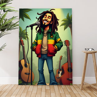 Reggae Soul – Cartoon Pop Wall Art Painting, HD Canvas Print, Framed, Ready to Hang. (POMWA318)