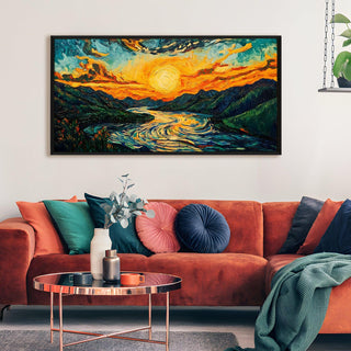 Sunrise Wall Art Painting, HD Canvas Print, Framed, Ready to Hang. (VASWA003)