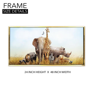 Amazing Wildlife Wall Art. Large Canvas Framed Digital Reprints of Jungle, Wildlife, Animals and Birds. Ready To Hang. Size:  24 Inch x 48 Inch (WBWA26) - Khirki.in