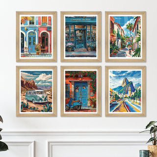 European Cafe & Travel Art Framed Poster Sets (ARTFM022) - Khirki.in