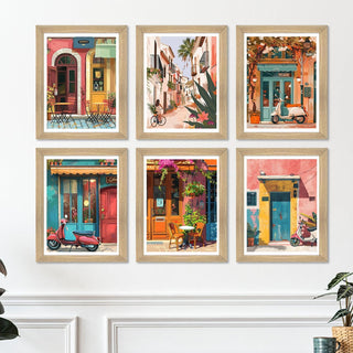 European Cafe & Travel Art Framed Poster Sets (ARTFM025) - Khirki.in