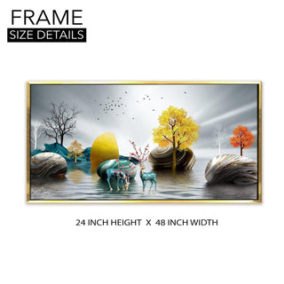 Amazing Wildlife Wall Art. Large Canvas Paintings. Framed Digital Reprints of Jungle, Wildlife, Animals and Birds 24 Inch x 48 Inch (WBWA15) - Khirki.in