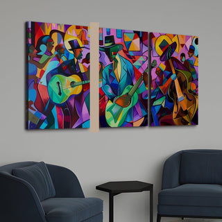 Group of Musicians, Abstract Art, HD Canvas Print, Framed, Ready to Hang. (MAWA25)