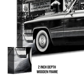Vintage Car & Bike Wall Art Automobile Painting. HD Canvas Print, Framed, Ready to Hang. (VCBWA07)