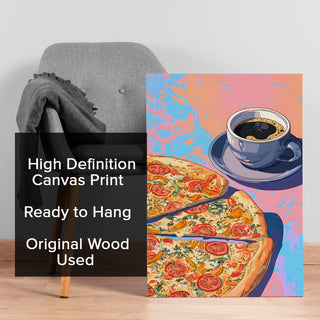 Pop Art Pizza & Coffee Wall Art, HD Canvas Print, Framed, Ready to Hang. (KITWA007)