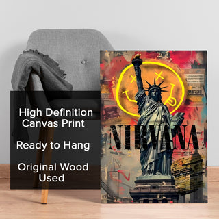 Grunge Liberty Wall Art Painting, HD Canvas Print, Framed, Ready to Hang. (POMWA267)