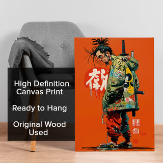 Katana & Kicks Wall Art Painting, HD Canvas Print, Framed, Ready to Hang. (POMWA311)