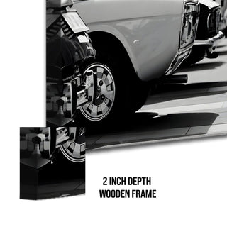 Vintage Cars & Bikes Wall Art. HD Canvas Print, Framed, Ready to Hang. (VCBWA03)