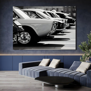 Vintage Cars & Bikes Wall Art. HD Canvas Print, Framed, Ready to Hang. (VCBWA03)